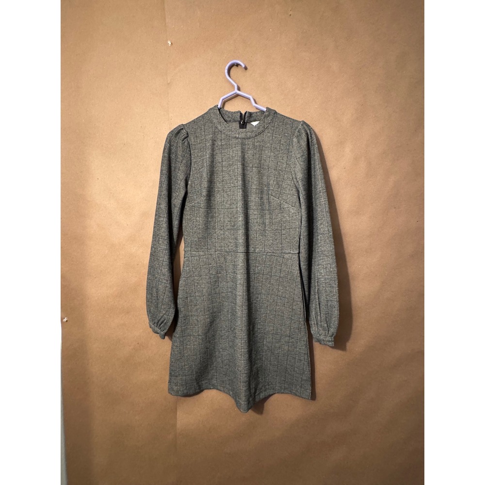 NWT Rebecca Minkoff Grey Plaid Mock Neck Long‎ Sleeve Mini Dress XS